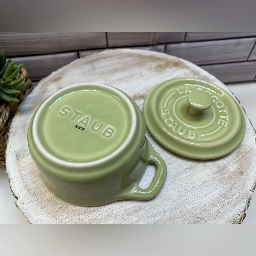 STAUB ❤️Ceramics Mini Round Cocotte 10cm Macaron Light Blue& Green NIB